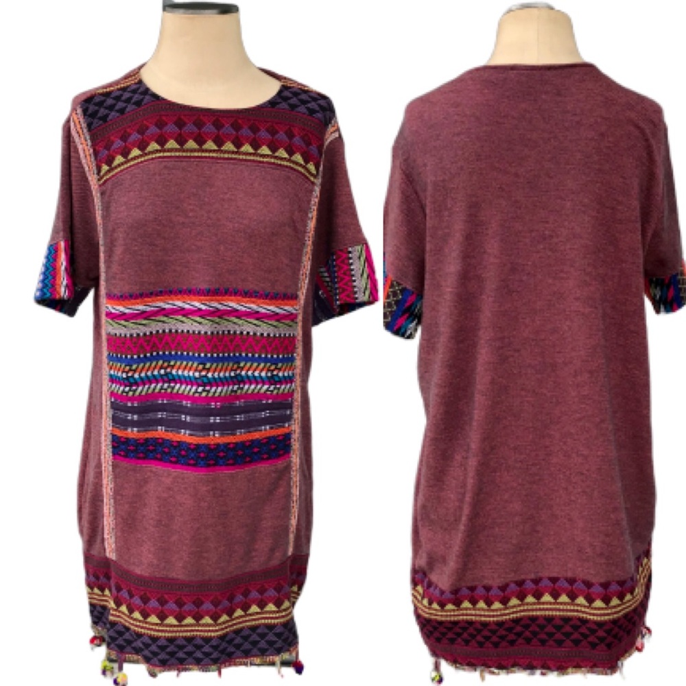 Zara Trafaluc Southwestern Pom Pom Dress